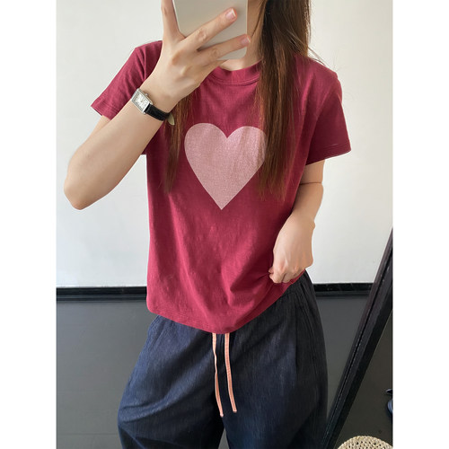 小飞袖圆领短袖透气短款T恤女