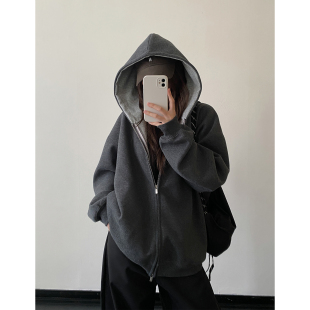 卫衣连帽宽松休闲外套百搭运动情侣长袖 sun柚 460G重磅拼色开衫