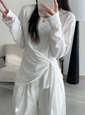 sun柚 长袖t恤女打底衫白色内搭正肩韩系宽松高级小众不撞款上衣