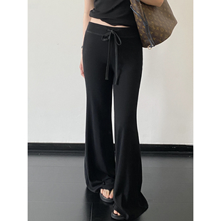 sun柚 梨形天菜显瘦视觉系水洗定型软绵绵yuga拷边工艺瘦瘦喇叭裤