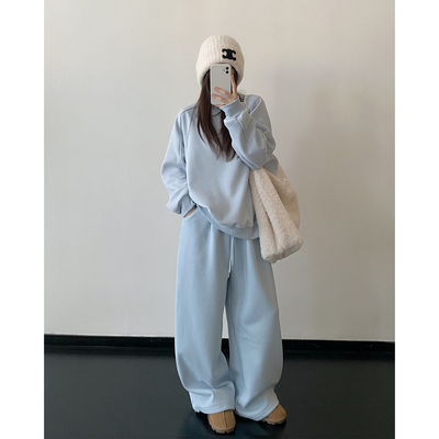 加绒卫衣冬季加厚套装保暖两件套