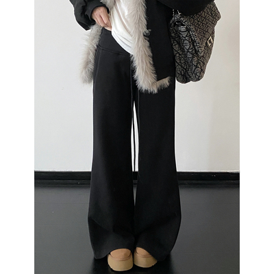 微喇阔腿裤秋冬季休闲裤加绒裤子