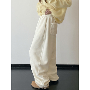 sun柚 '锁温保命裤'320g一体绒摇粒绒加厚弹力腰束口宽松卫裤冬季