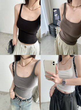 sun柚 百搭瘦身高弹遮副乳专机有型夏季自带胸垫吊带小背心女搭配