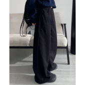 清仓价 银狐绒简洁直筒阔腿拖地裤 黑色加厚加绒牛仔裤 黑 棕