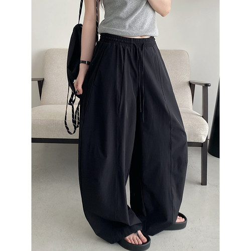 裤子女休闲裤夏阔腿宽松弯刀裤