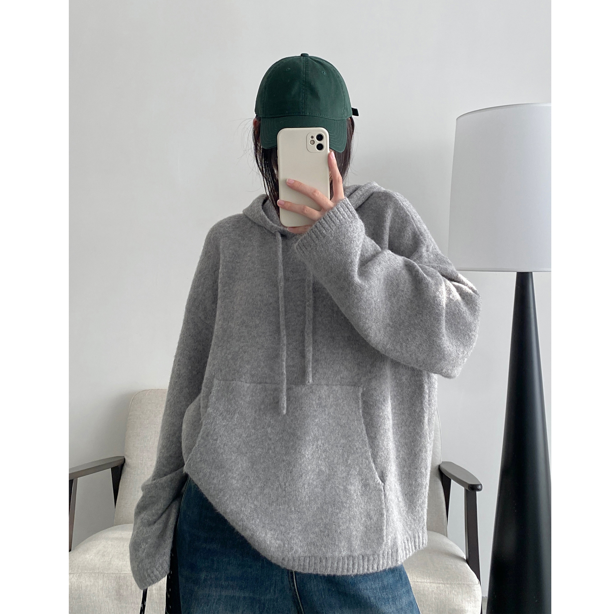 连帽毛衣女秋季宽松卫衣针织帽衫