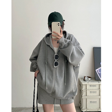 sun柚 奶油春秋季运动休闲连帽卫衣外套女半身裙套装帽衫女