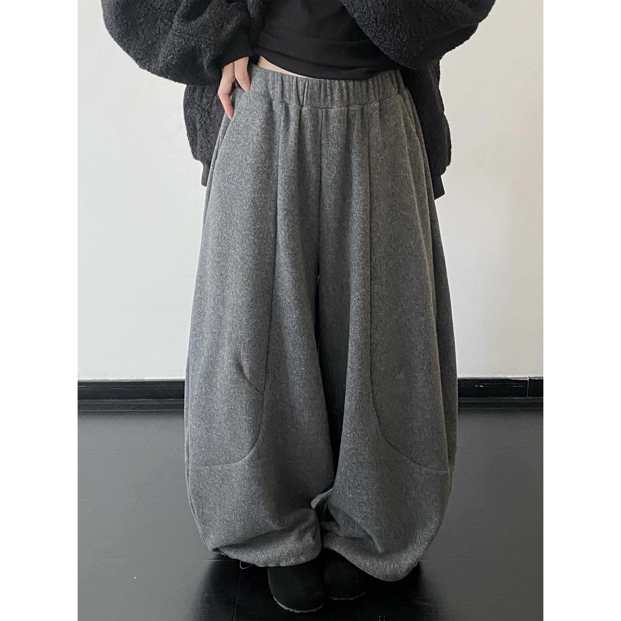 sun柚 抗冻加绒毛呢裤子质感宽松显瘦立体气球裤弯刀裤阔腿长裤,女装/女士精品,休闲裤,淘宝优惠券,粉丝福利购,淘宝优惠卷