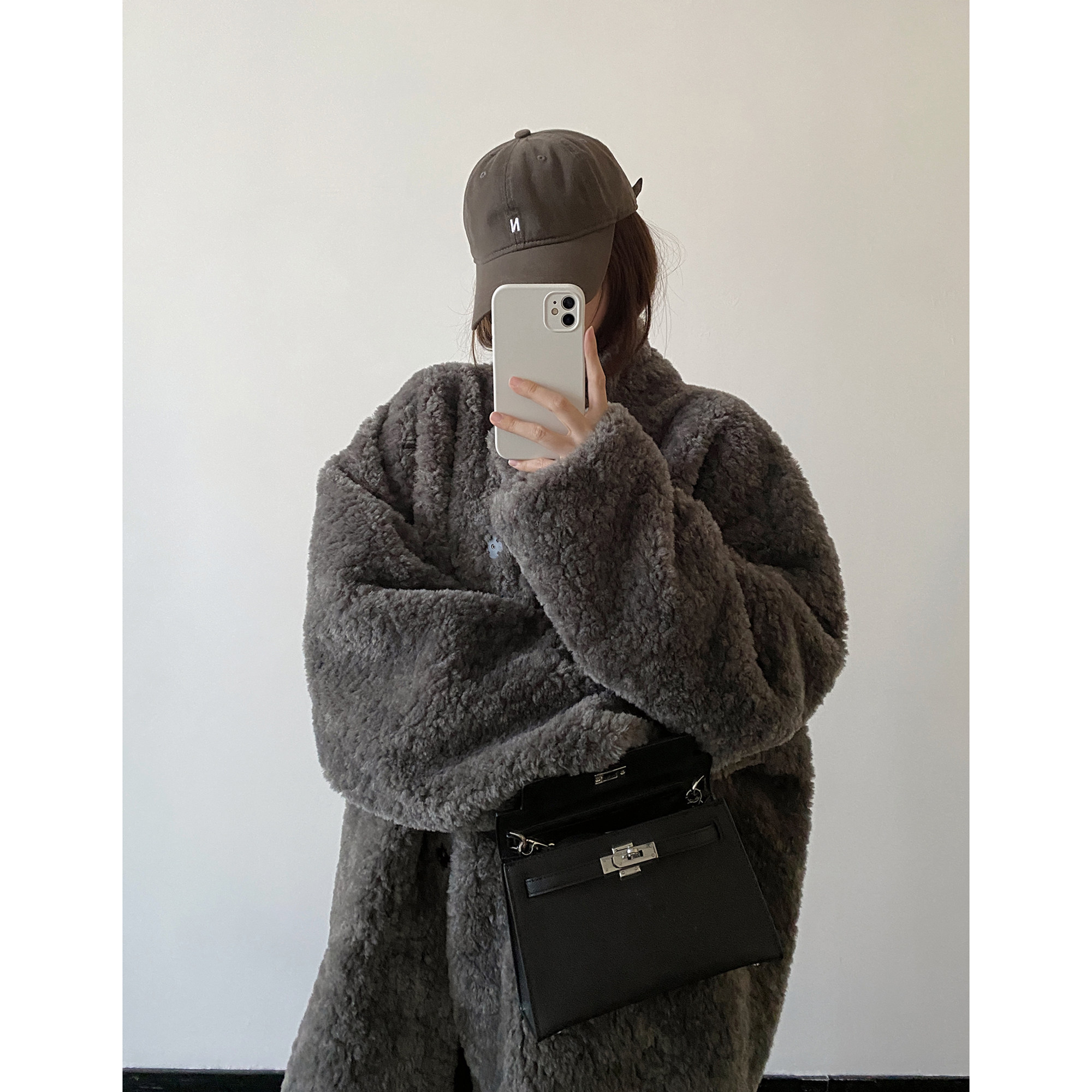 sun柚 秋冬季新款软糯贝贝绒时髦立领宽松保暖加厚皮毛一体外套女