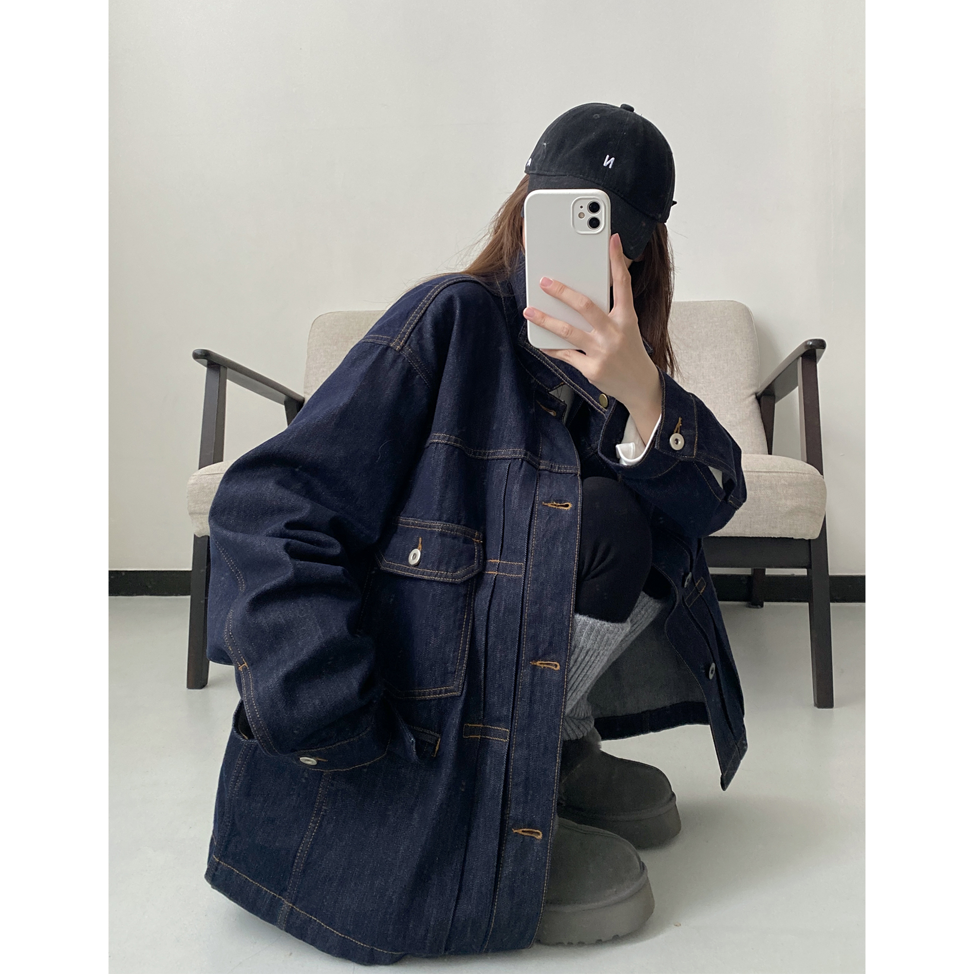 复古休闲中性宽松立领牛仔外套