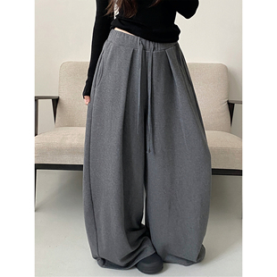 宽松显瘦直筒拖地阔腿休闲裤 sun柚 云淡风清松弛慵懒感运动奶奶裤