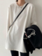 叠穿白T恤女春秋百搭休闲中长款 sun柚 简约纯色宽松长袖 打底上衣
