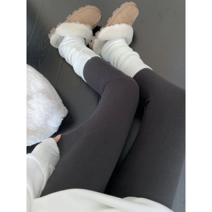 sun柚 黑色简约女士深灰色显瘦高腰紧身女装休闲直筒长裤打底裤子