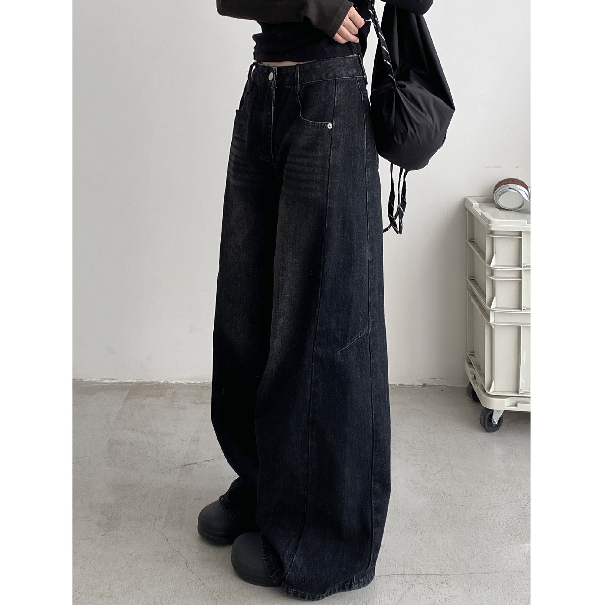 【清仓价】做旧牛仔裤女2025春秋季新款显瘦直筒阔腿拖地裤,女装/女士精品,牛仔裤,淘宝优惠券,粉丝福利购,淘宝优惠卷