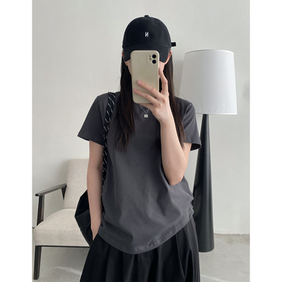 纯色休闲短袖女宽松t恤夏季上衣