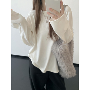 sun柚 超实用主义&极简风双面磨毛Tee极简好穿软糯圆领基础打底衫