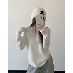 女秋保暖上衣百搭冬内搭打底衫 羊毛针织衫 秋冬显瘦圆领长袖 sun柚