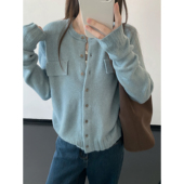 高级感慵懒针织衫 sun柚 春秋季 爆款 圆领羊毛毛衣开衫 外套女新款