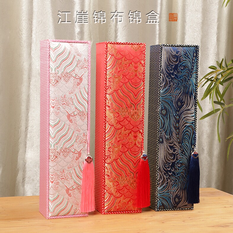 草木堂上林赋锦盒中国风宋锦纹锦盒红色粉色蓝色书画卷轴挂轴专用空锦盒文房用品35*38*62CM复古礼盒