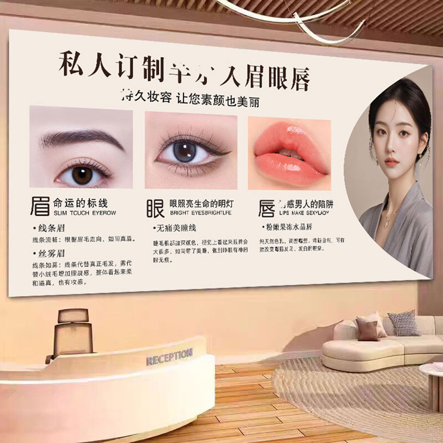 眉眼唇装饰画美甲美睫纹绣海报