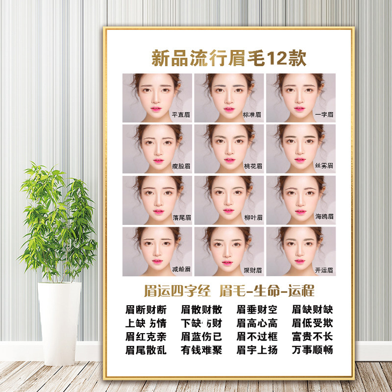 纹绣海报眉型图片新款眉毛广告眉眼唇宣传画纹绣工作室挂画纹眉kt