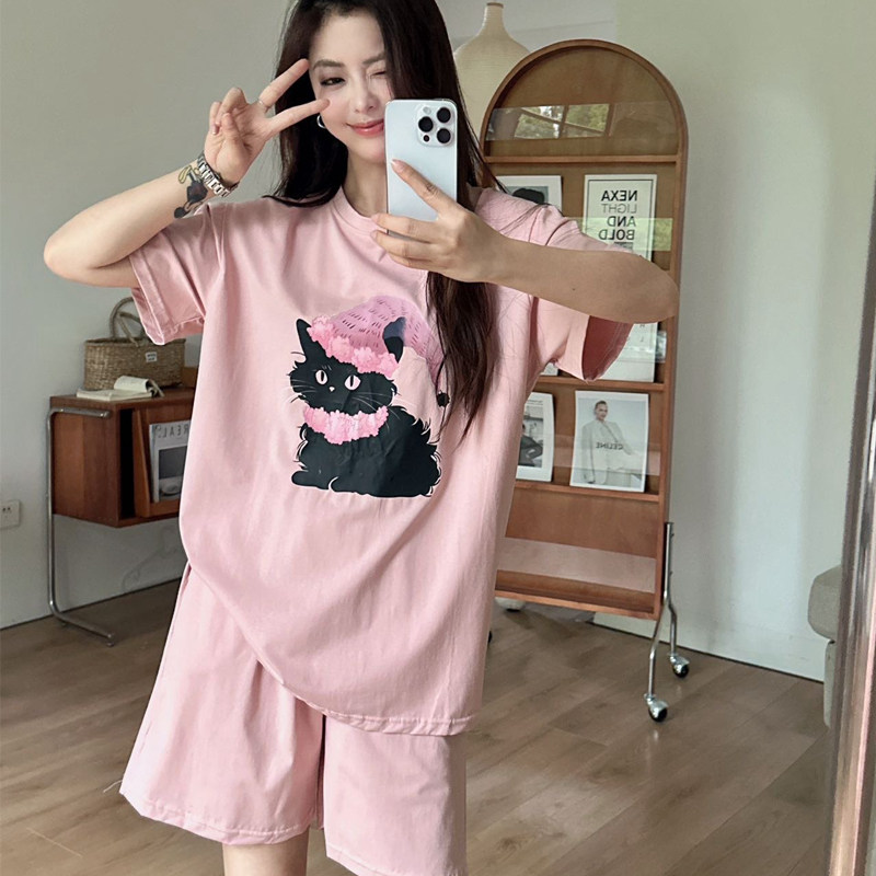 夏季凉感薄款睡衣女短袖蘇禧禧奇喵梦乡套装纯棉舒适亲肤家居服