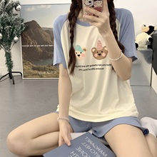 睡衣女夏季莫代尔可爱卡通薄款短袖2025年新款少女家居服甜美套装