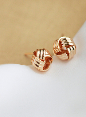 Cider 复古编织花耳钉欧美立体耳环大气金属风2021年新款百搭