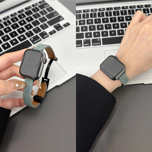 AppleWatch牛仔皮质磁吸扣表带