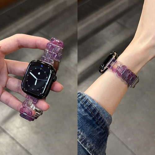 苹果手表iWatch11表带紫葡萄冰透树脂适用applewatch10代se夏季女