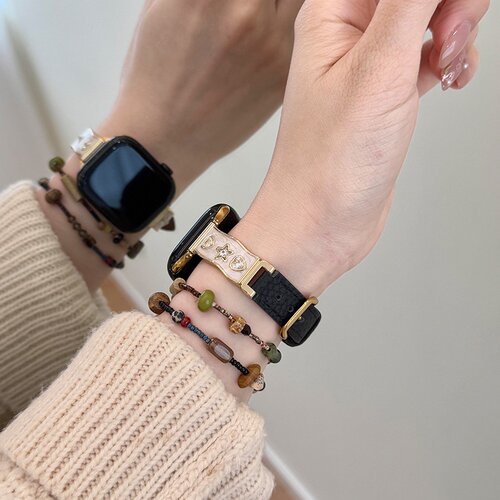 苹果手表iWatch10表带星星钻石s9荔枝纹皮质applewatch78代高级感