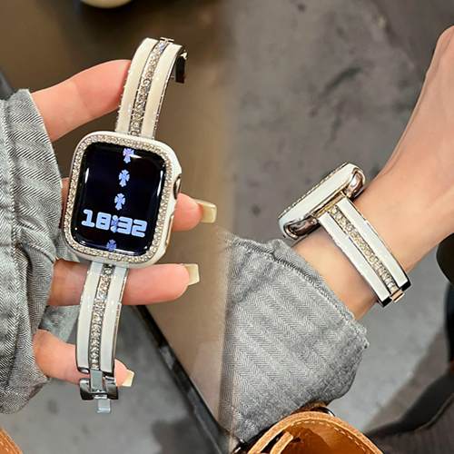 iwatchs9镶钻弯片表带高级感苹果手表s8表带适用applewatch76se女