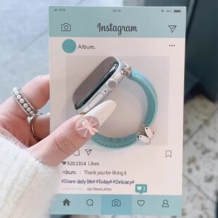 适用苹果手表iwatch10表带D字手镯皮质高级感applewatch987表带女