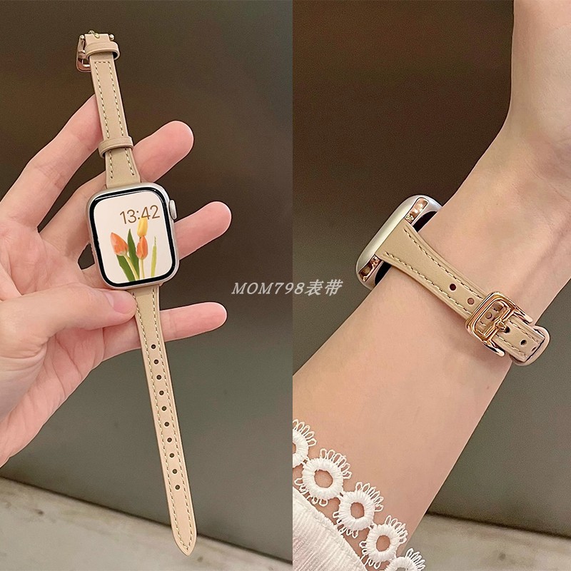 iWatch10表带小蛮腰真皮s9苹果手表表带适用applewatchse87高级感