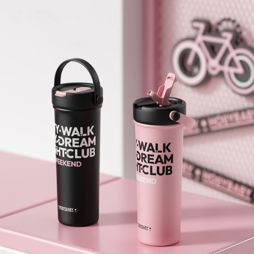 Hollybaby保温杯女生便携高颜值果茶吸管杯泡茶水杯便携2026新款