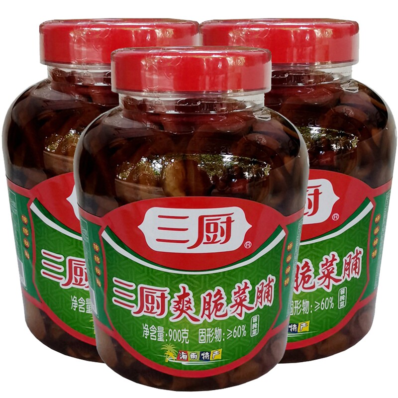 包邮三厨爽脆菜脯900克X3瓶泡菜腌制萝卜下饭菜佐餐煎蛋配粥拌面