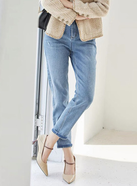 风迪春秋新款牛仔裤女百搭休闲直筒修身弹气质通勤长裤潮1C15514