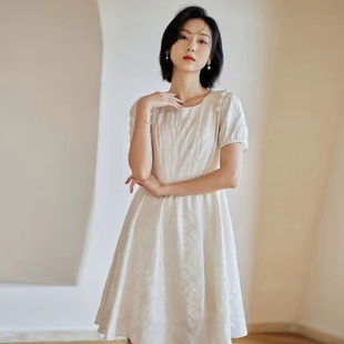 百搭连衣裙休闲通勤圆领短袖 女时尚 女裙1B25228 新款 风迪品牌夏季