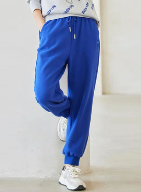 风迪冬季新款休闲裤女休闲百搭松紧系带微弹运动长裤卫裤1B45075