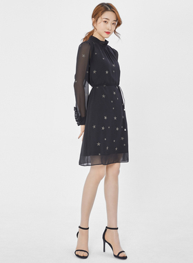 风迪品牌春季女新款优雅气质中长款女裙宽松连衣裙无腰带1Z15094