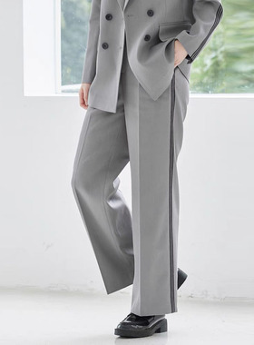 风迪春秋新款休闲裤女百搭休闲直筒阔腿通勤简约西裤长裤1C15074