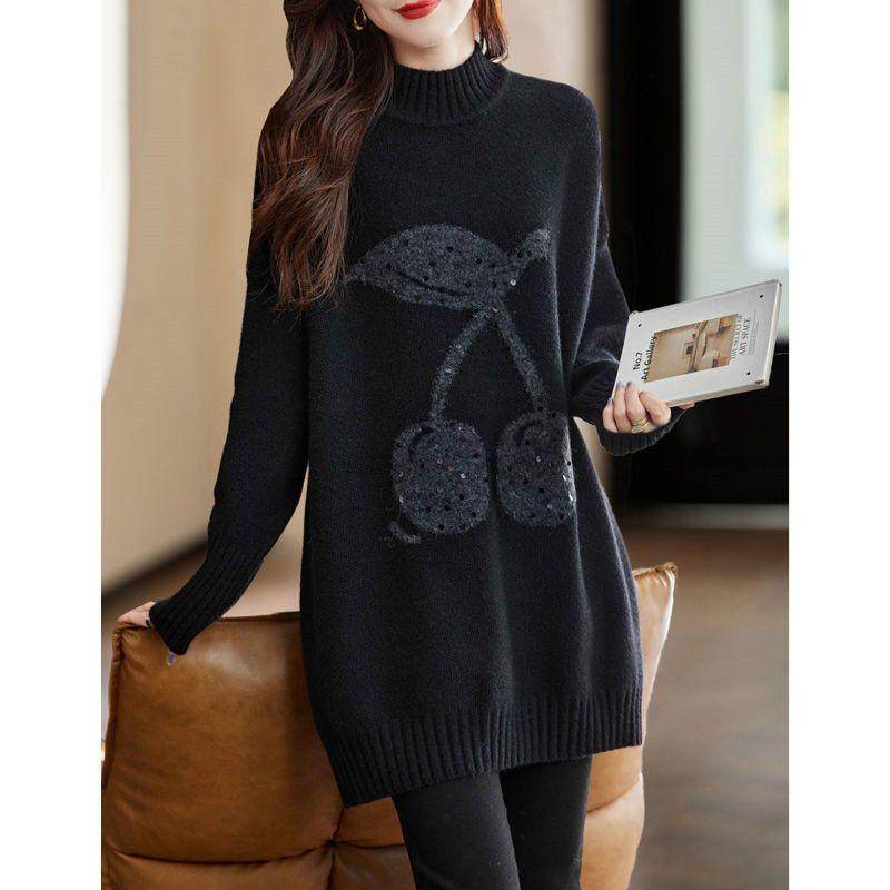 新款宽松打底大码加厚毛衣半高领