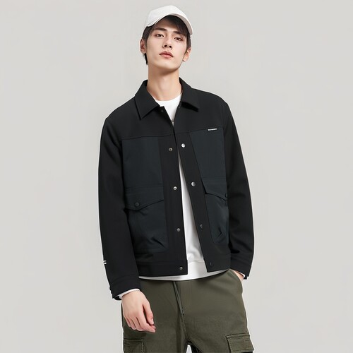 春秋新款男士翻领休闲外套