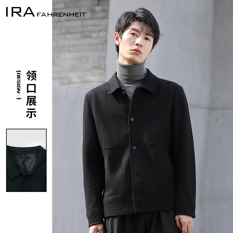 IRA【商场同款】男士夹克外套上衣男装常规修身翻领毛呢潮流休闲