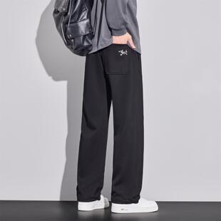 IRA宽松直筒休闲裤裤子男款潮牌简约垂感加厚阔腿长裤子秋冬新款