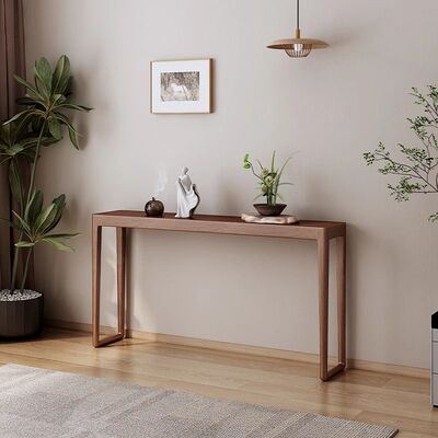 新中式玄关桌白蜡木长条窄桌酒店民宿靠墙边桌中古风禅意玄关花台