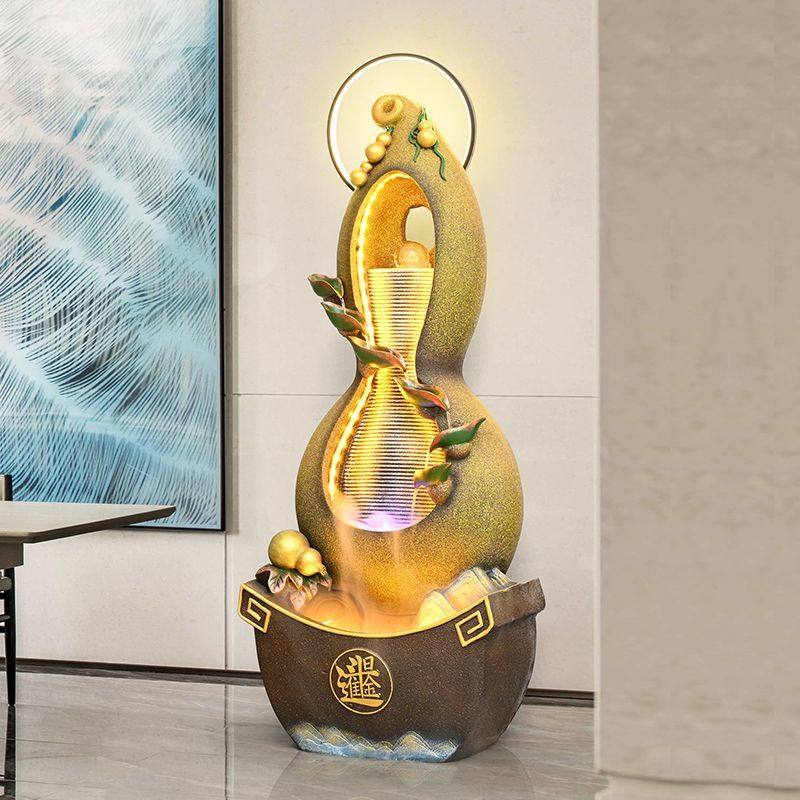 葫芦聚宝招财循环水喷泉客厅玄关风水轮日进斗金落地装饰景观摆件,家居饰品,流水摆件,淘宝优惠券,粉丝福利购,淘宝优惠卷
