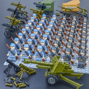 新款军事人仔积木志愿军八路军德军苏军小人兵团适用乐高拼装玩具
