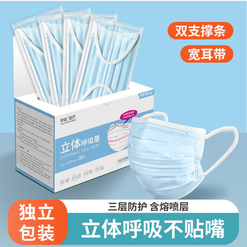 宽耳带双鼻梁条独立装防护口罩